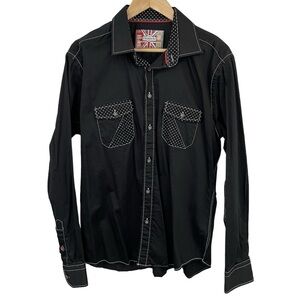 7 Downie Street Button Down Shirt Mens 6 Large Black